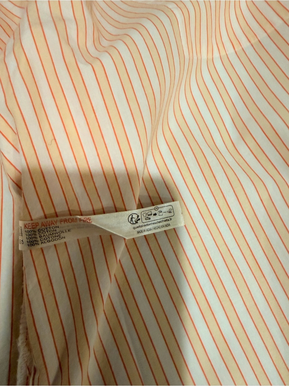 By Anthropologie Orange Striped Cotton Oversized Button Down Shirt - Picture 10 of 11